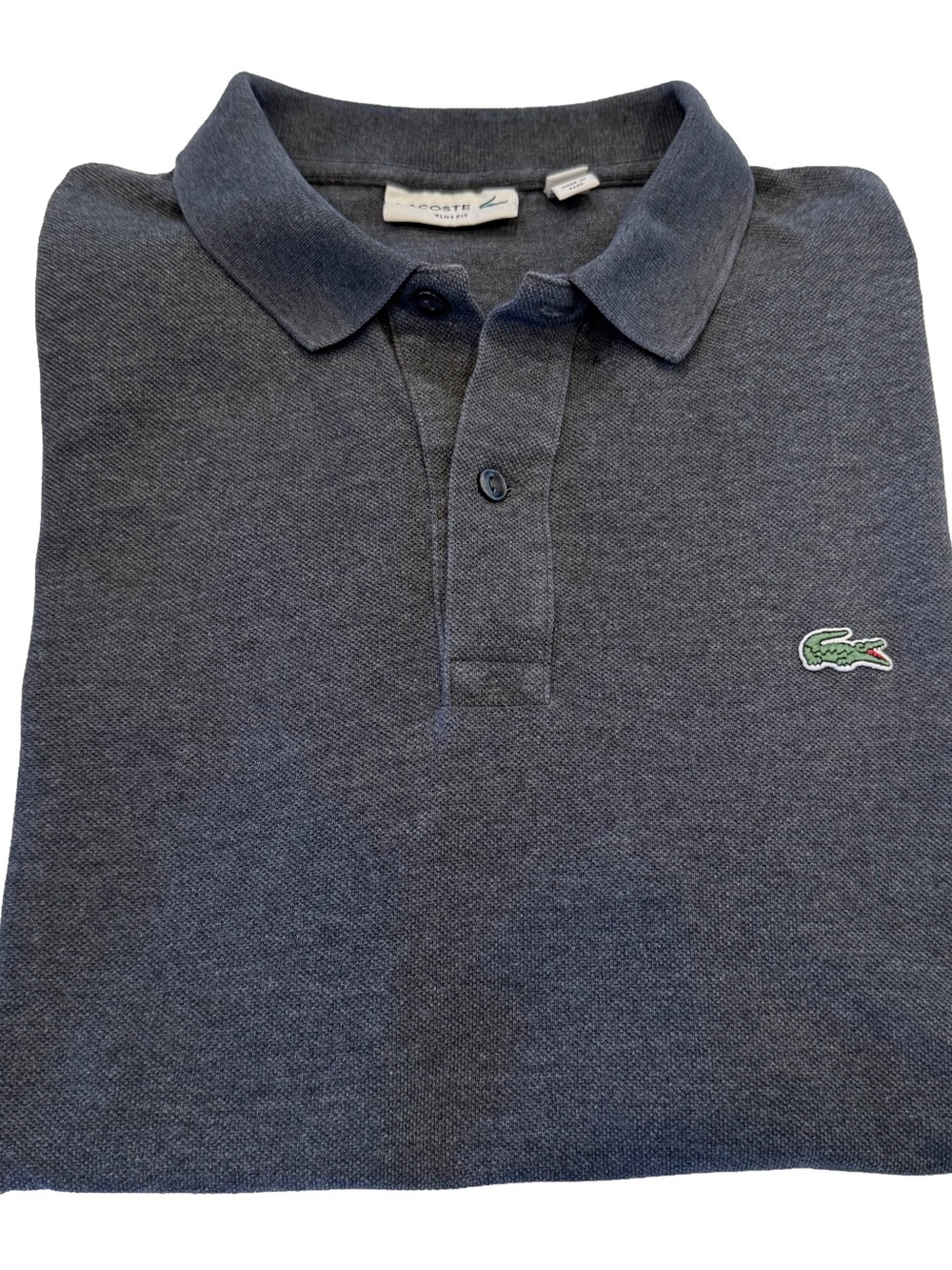 Lacoste Polo Shirt men's Short Sleeve Charcoal Gray Size 5 (Usa-L) Excellent!!